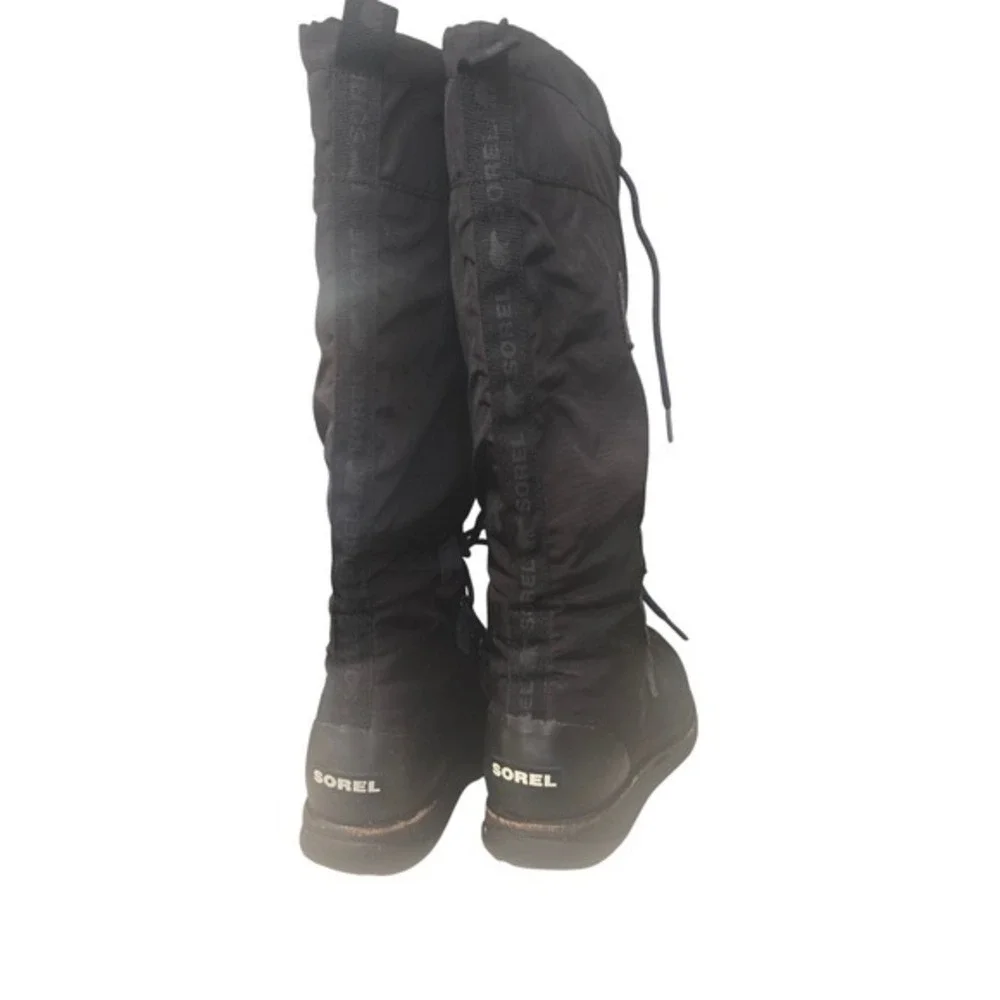 Sorel Waterproof‎ Winter Boots Black Tall Lace Up Snow Boots Size 6.5